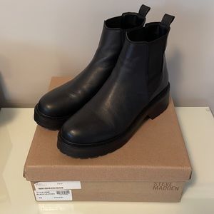 Steve Madden Black Leather Boots Size 10